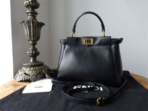 fendi structured black crossbody black and gold|FENDI Nappa Mini Peekaboo Iconic Satchel Black.